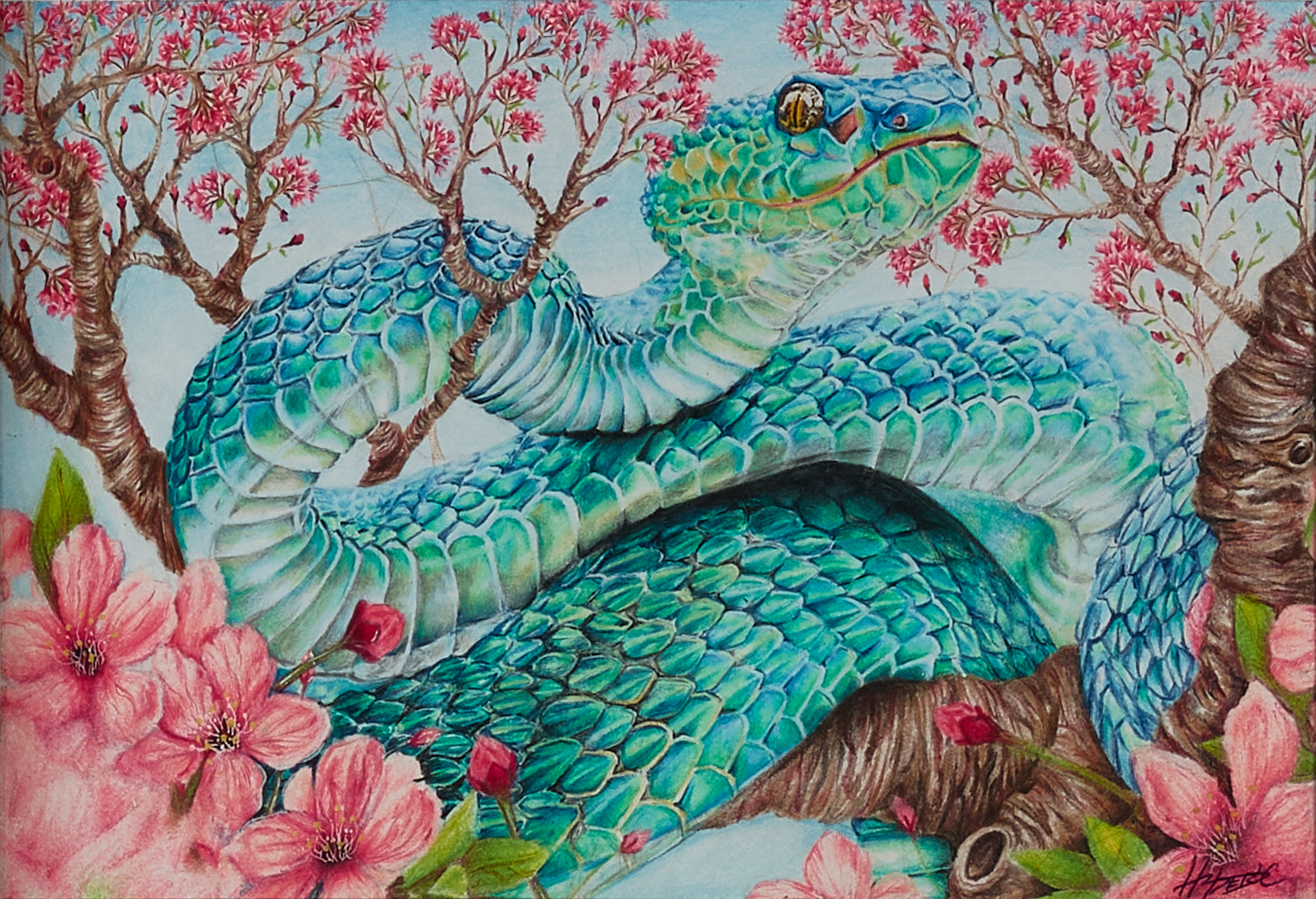 Snake with Flowers