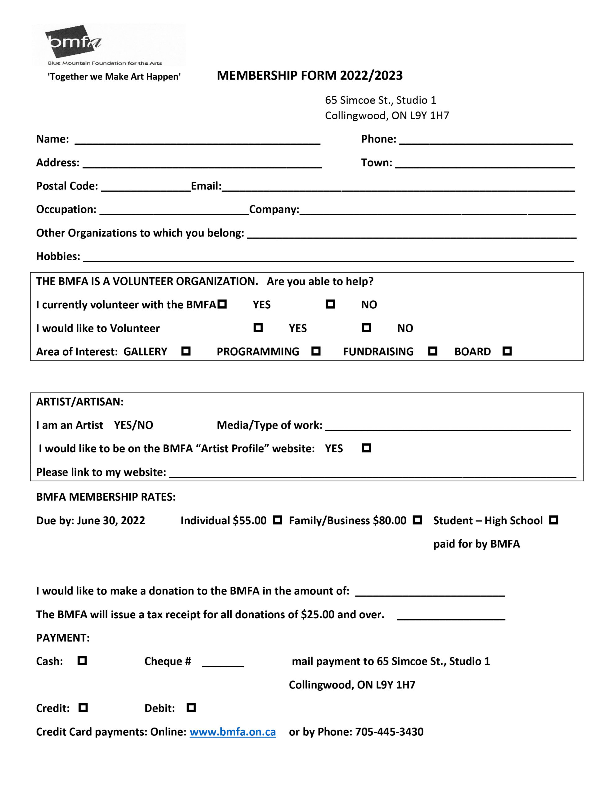 MEMBERSHIP FORM 2022-2023